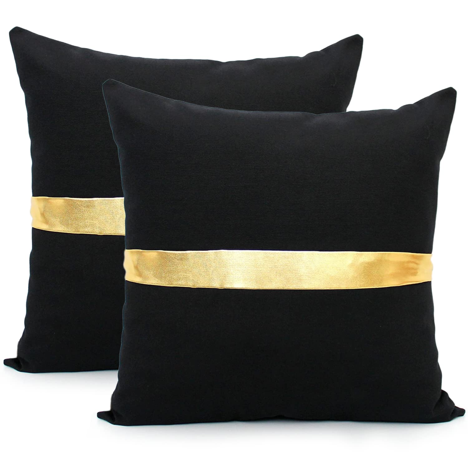 Vertical & Horizontal Golden Patti Cushion Cover