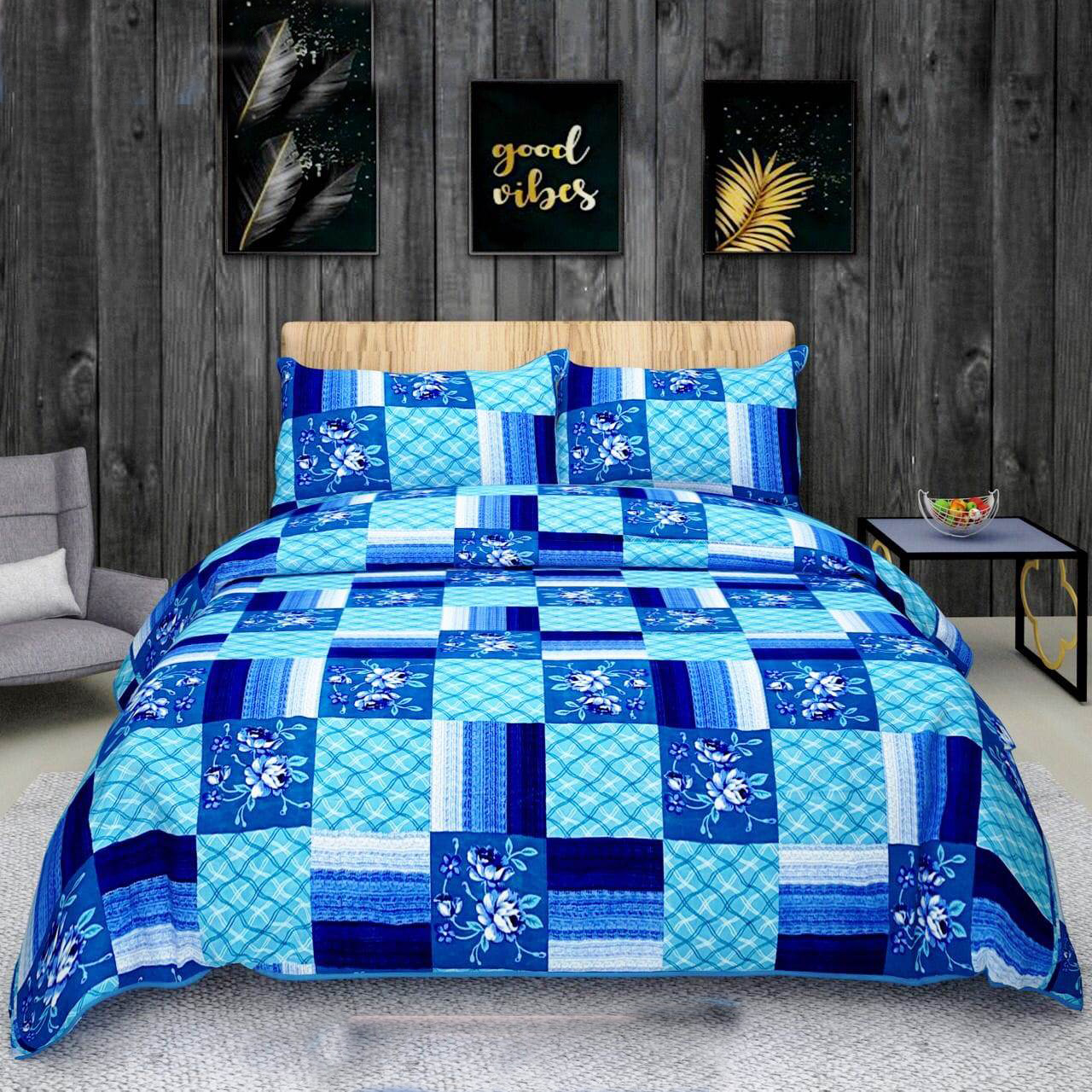 GL 144 TC Microfiber Double 3D Printed Flat Bedsheet