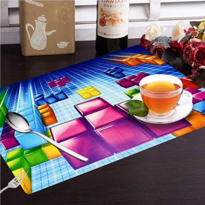 GL Rectangular Pack Of 6 Table Placemat  (Multicolor, PVC) CM