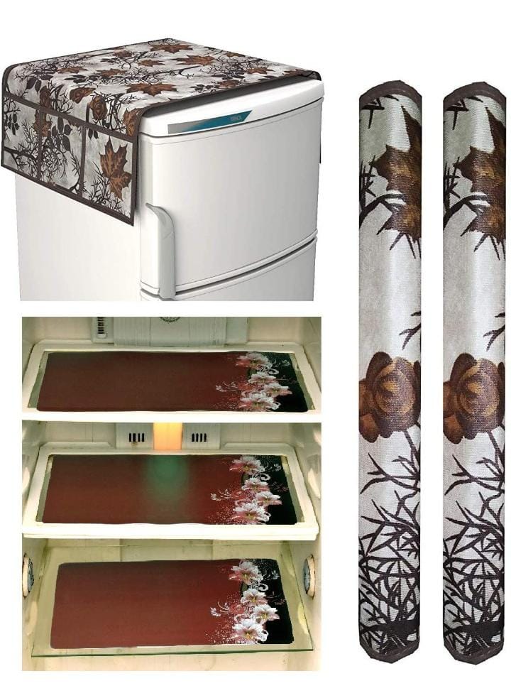 Refrigerator Cover  (Width: 55 Cm, Brown, Beige)